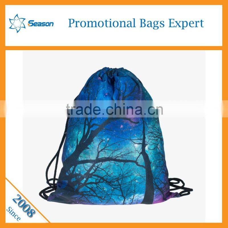 Starry sky travel bag drawstring backpack foldable polyester shopping bag