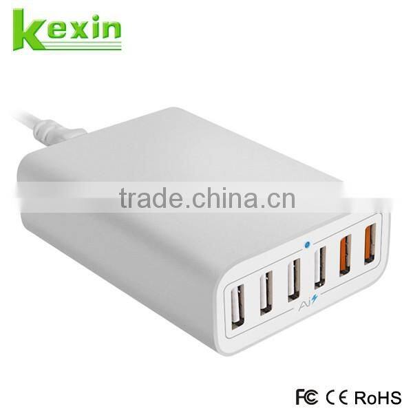 60W 6-Port USB Charging Station Multi Port Travel Charger QC 2.0 Desktop Hub for iPhone 6s / 6 / 6 Plus, iPad Air