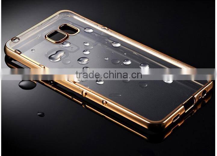 Clear Hard Back TPU gold electroplating Bumper Case Cover For Samsung S7 & S7 Edge