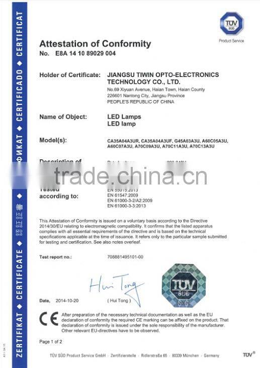 TUV GS CE ROHS 220V 240V Warm White Cool White APPROVED 3W 2700k E27 LED Bulb Light