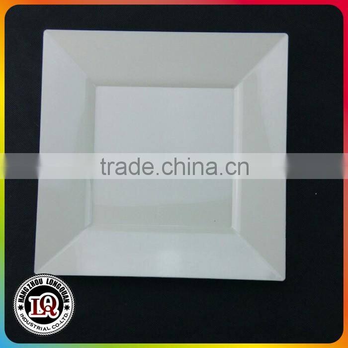 Flat Plastic Square Plate With Sliver Rim