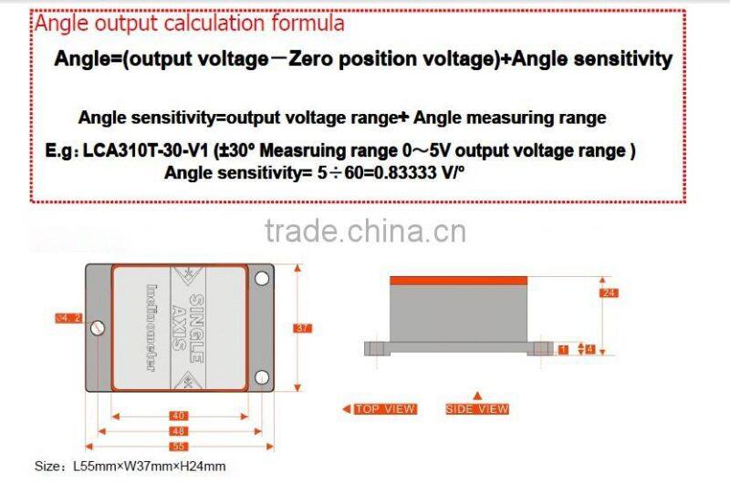 LCA310 Single axis Low cost Inclinometer With Voltage Output From Shenzhen Factory