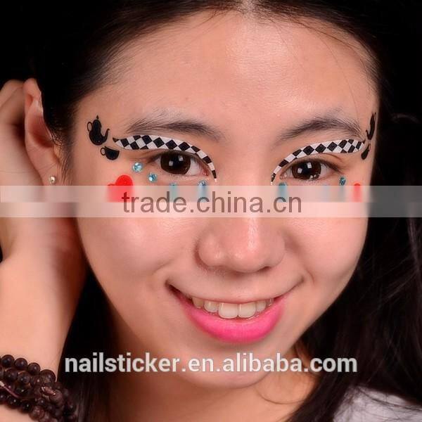 Custom new fashion party face rhinestone tattoo sticker acrylic makeup self-adhesive face paint sticker