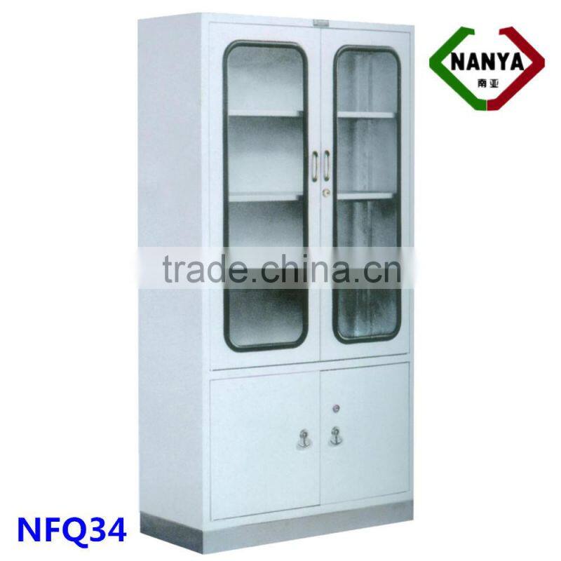 Popular Two Drawer Half Glass Door Thin-Rimmed Cabinet / Hospital Medical Instrument Cabinet