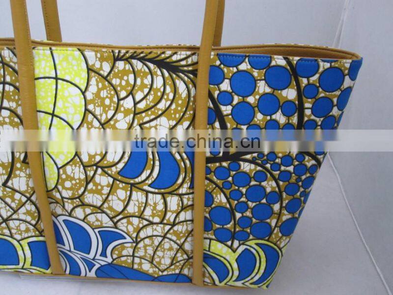 2016 new products African waxed fabric handbags for ladies