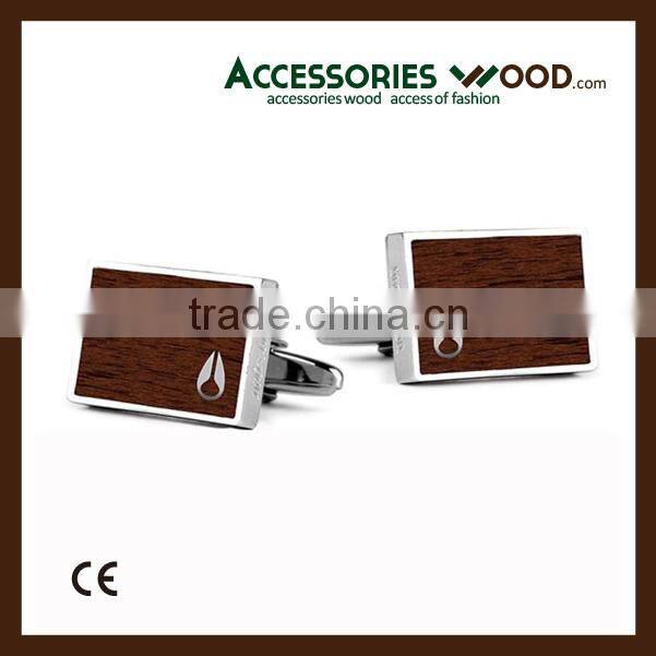 Wooden cufflink with stainless steel fashion style and color for men cufflink