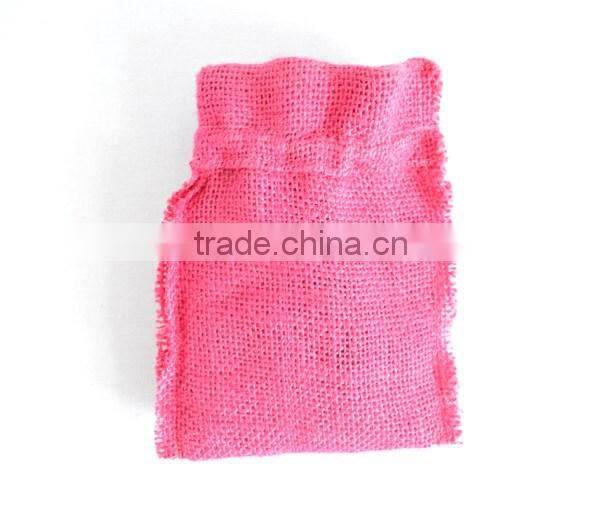 Colorful Small Drawstring Jute Pouch, jute jewelry pouch jute bag wholesale (20150730J101)