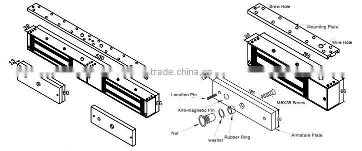 5 years warrranty 1200lbs Electric Magnetic Lock for double Fireproof door