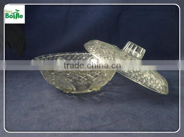 crystal cheap glass salad bowl with glass lid