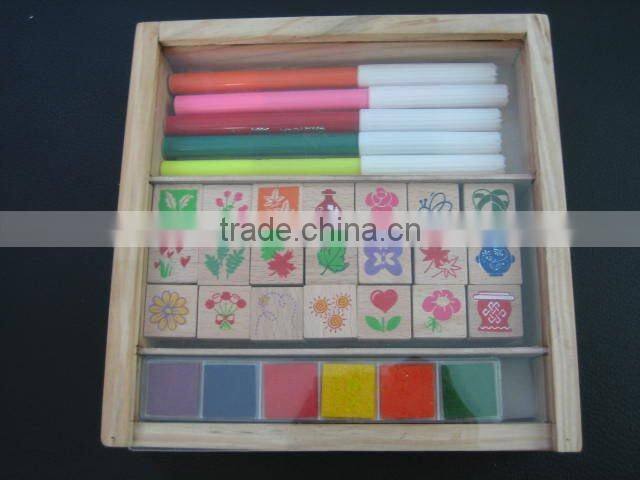 Custom Wooden stamp kit with ink pad
