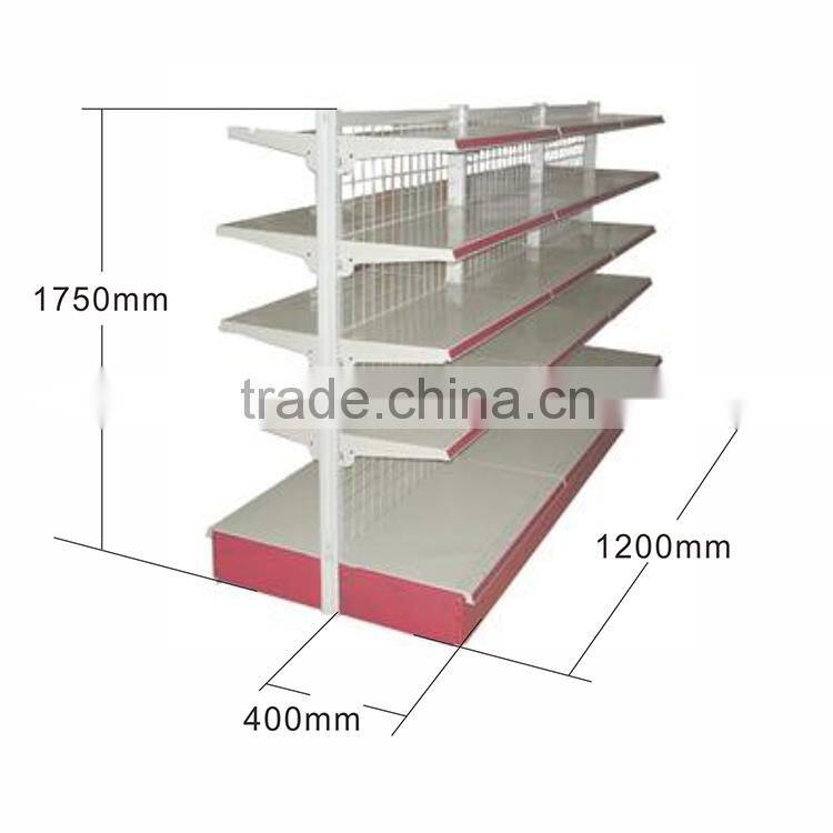 Blue / Orange Advertising display Gondola Supermarket Steel Shelf