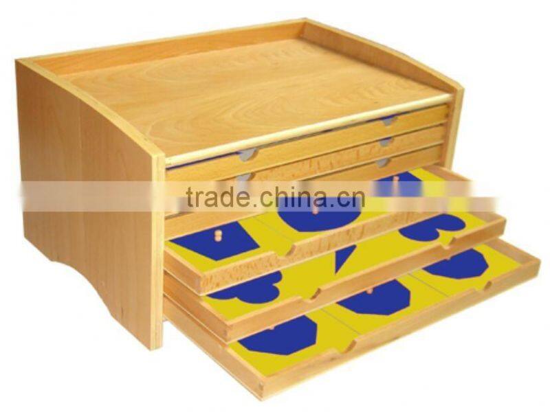 Montessori materials in China wooden educational toys for geometric cabinet with 35 insets