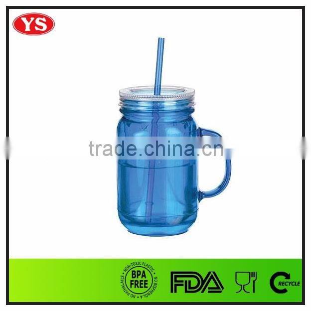 20oz plastic custom mason mug tumbler with handle and straw