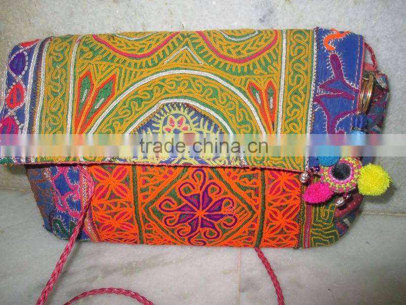 New Design Pom Pom decorated handmade indian vintage banjara clutch bag