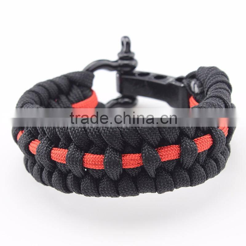 Black Survival Metal Alloy Buckle Paracord Bracelet With Logo