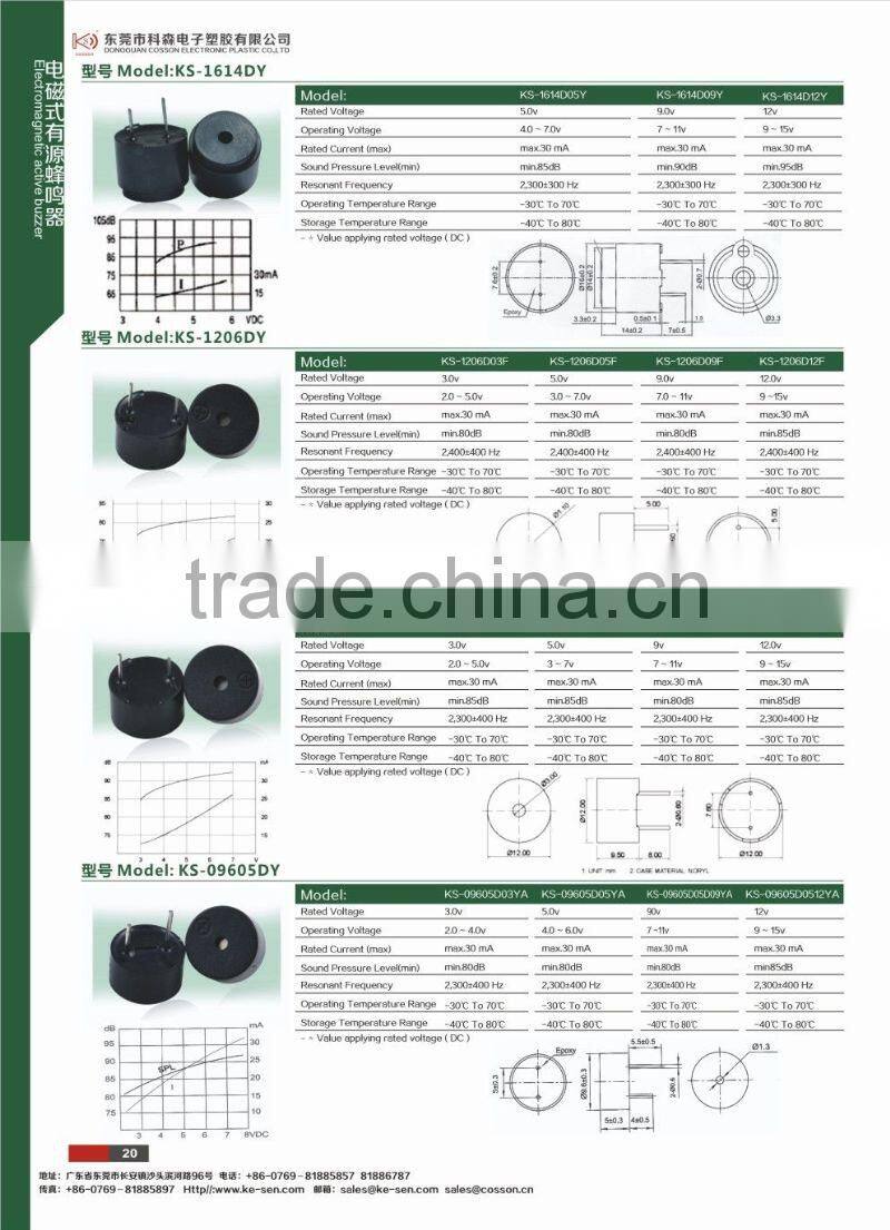 3~12v 85db 2014 active smd magnetic buzzer