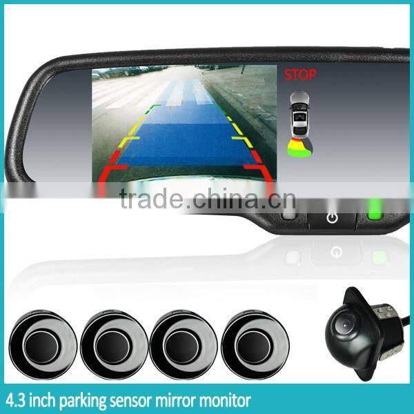 4.3 inch OEM parking sensor rearview mirror with 4 replacement radar detectors with backup display made by GERMID
