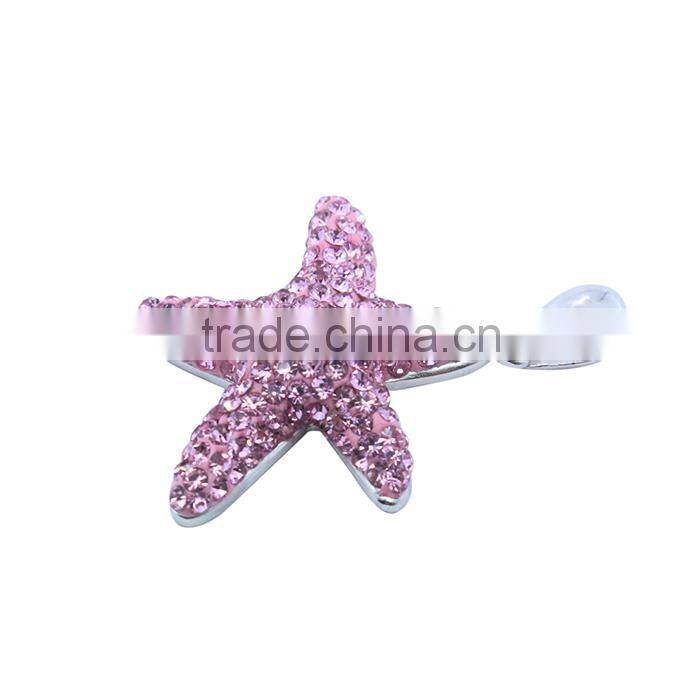 glued CZ silver handmade ocean plant starfish pink pendant