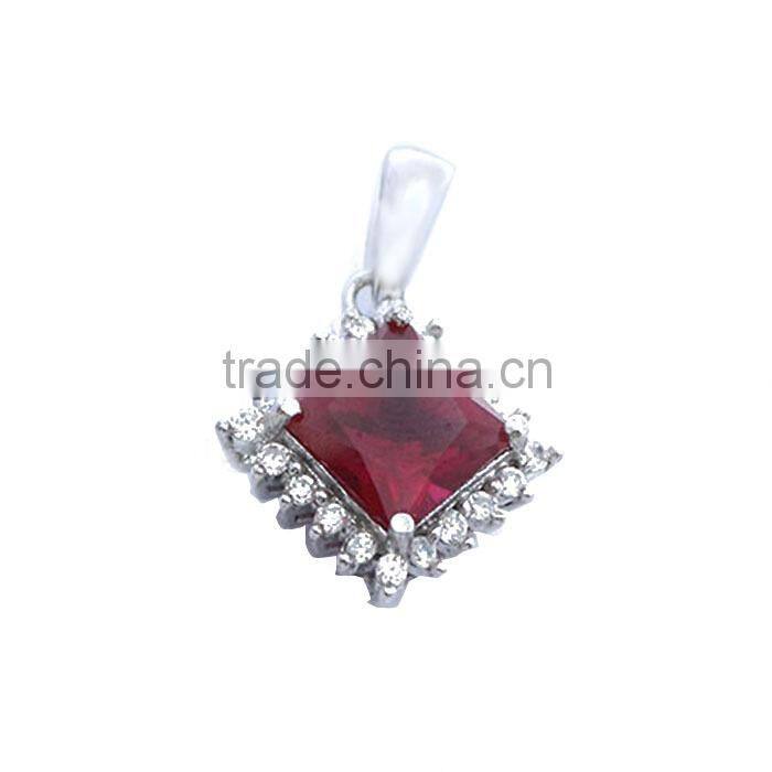 925 Sterling Silver Charm Jewlery Silver Ruby Gemstone Charm Pendant