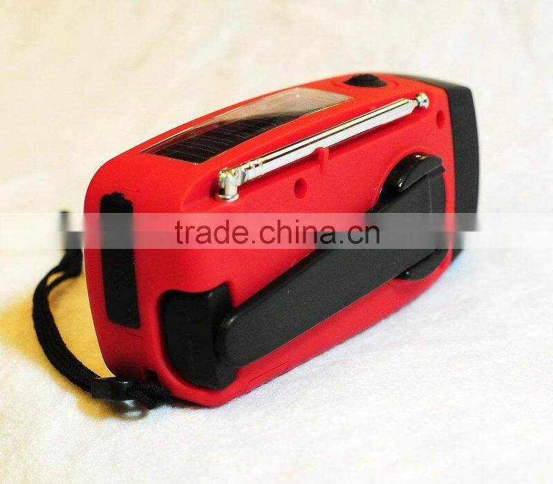 crank dynamo solar radio flashlight with charger