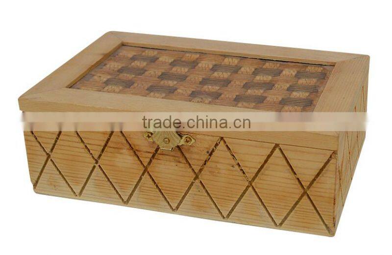 2015 year China suppliers sale factory price FSC&SA8000 antique color wood jewellery box with acrylic lid