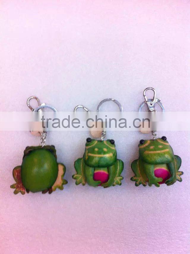 Wholesale promotion personal Handmade Soft leather animal key chain