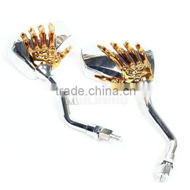Motorcycle side mirror skull mirrors universal motorcycle rear mirror f 8mm 10mm