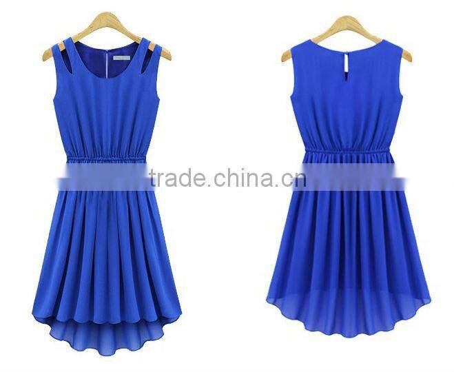 LATEST EUROPEAN LONG CHIFFON DRESS BLUE 563