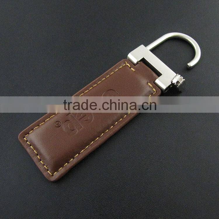 Jeep Grill Leather Key Chain Brown Rectangular Key Ring Fob Lanyard