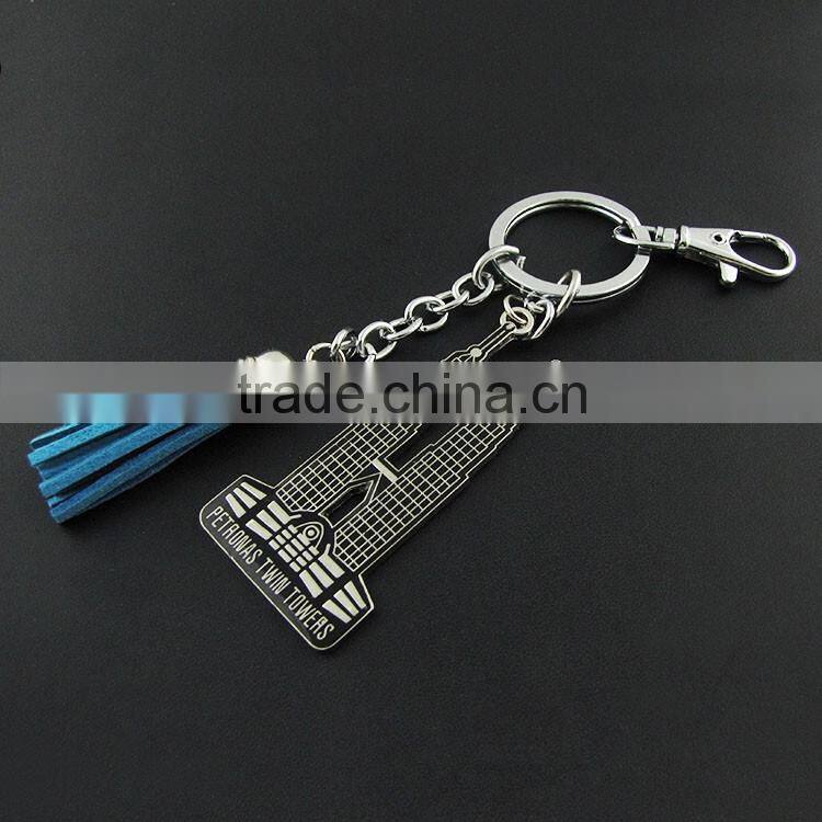 Black Customzied Leather Tassel Keychain