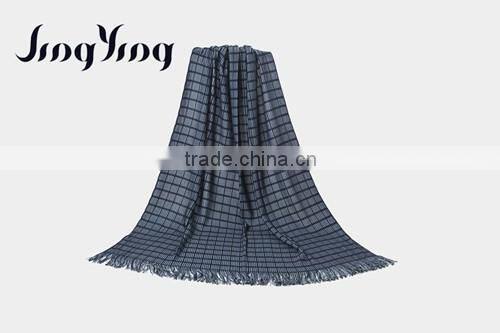 2016 Grey tartan design with fringe blanket for men