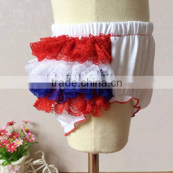 Hot Sale Girls Bloomer Soft Cotton Baby Bloomer Lace Ruffle Diaper Cover For Kids