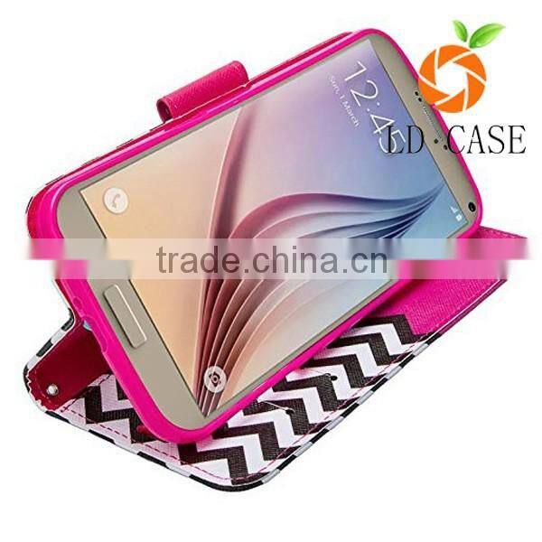 Manufacturer crazy horse flip stand wallet leather case cover for samsung galaxy s6 edge