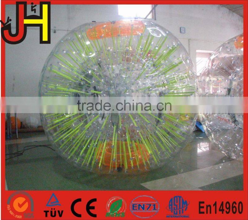 2.8 meter fluorescent zorb ball, inflatable shining zorb ball