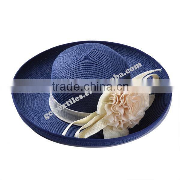 hot new products for 2014 Spring and summer Curling flower shade lady hate para straw hat and cap custom logo