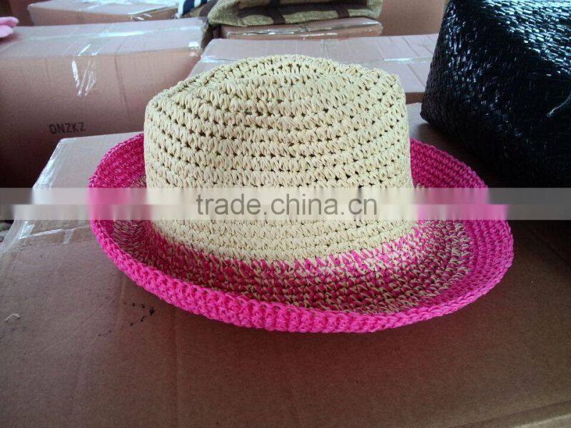 panama fashion colorful paper straw hat for kids and adults