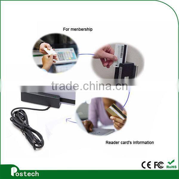 Track 1/2/3 magnetic card reader, portable pos device PS/2 magnetic card reader