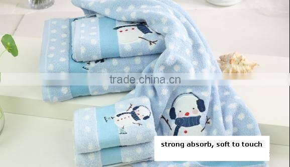 high quality cotton towel bath set with snowman pattern