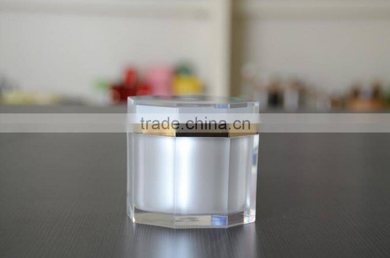 2016 unique new high quality hexagon acrylic cream jars