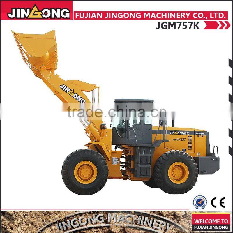 5t wheel loader with high lifting arm JGM757K earth moving equipment