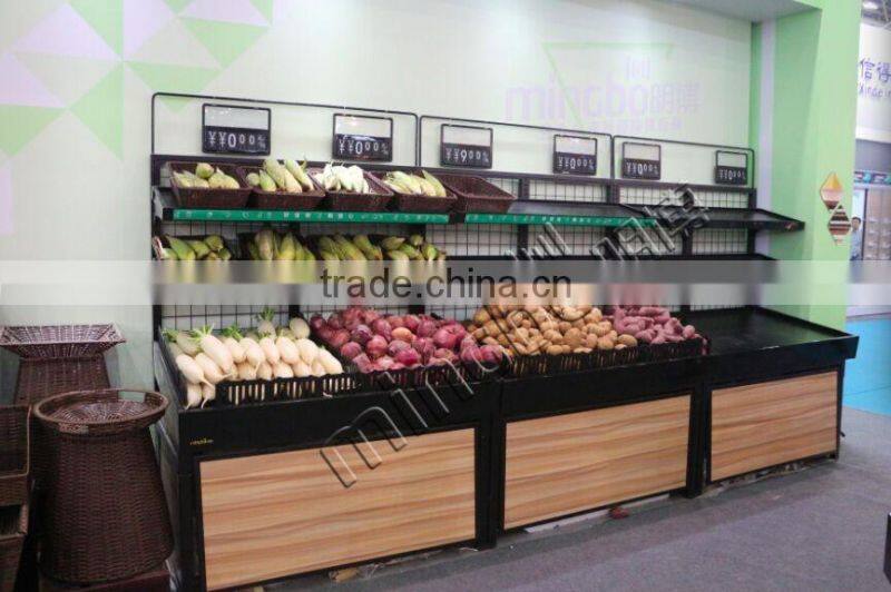 Handweaved plastic round brown fruit and vegetable display stand