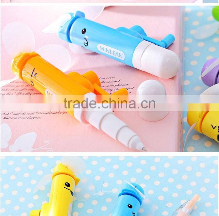 promotional wholesale cheap funny school office stationery mini plastic portable telescopic fan roller ball point pen