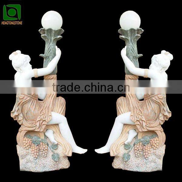 Marble Garden Lamp Statues