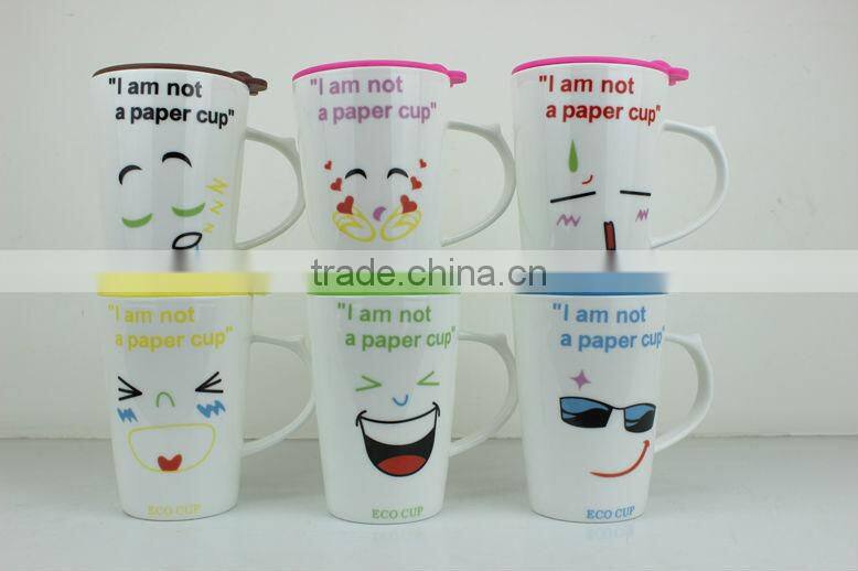350ml ceramic coffee mug rubber lid for promotional