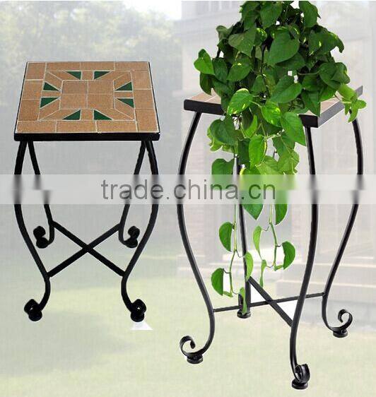 Wooden iron mosaic flower shelf Flower Pots Shelf Flower rack