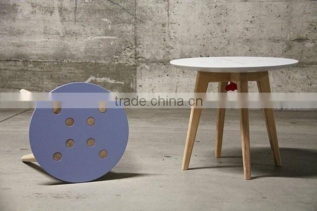 Corian &wood made round coffee table side table