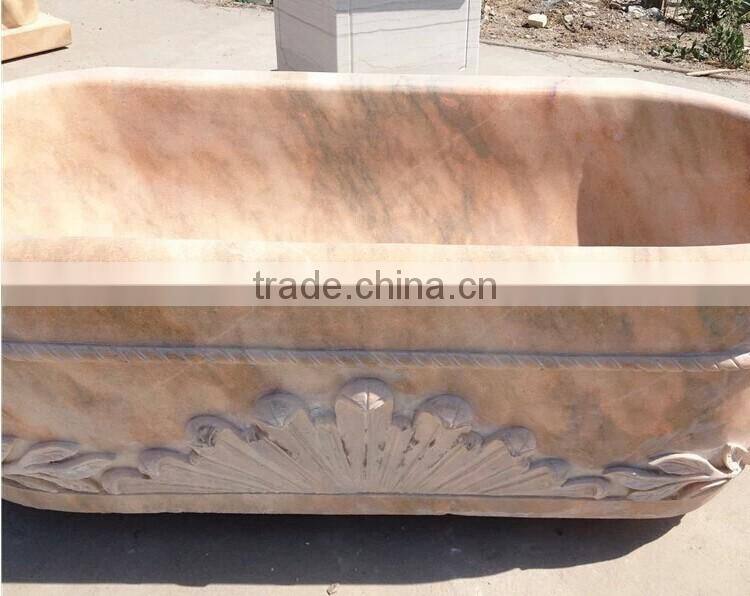 Half Hand Carved Free Standing Marble Stone Bathtub