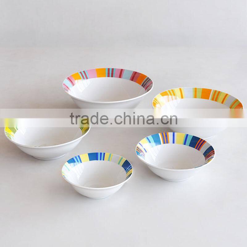 cheap porcelain bowl,porcelain set of 5pcs bowl set,ceramic salad bowl with decal