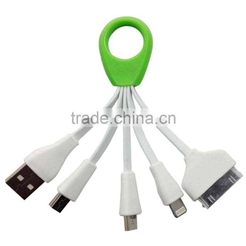 Promotion 4 in 1 Multiple USB Charging Cable Adapter Connector with 8 Pin Lighting / 30 Pin / Micro USB / Mini USB Ports