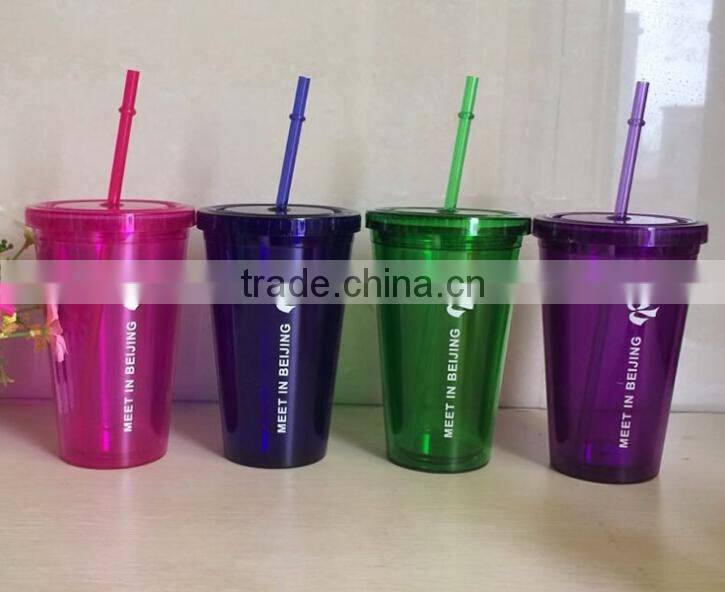 customized logo New Product Double Wall Freeze Ice Straw Cup With Lid